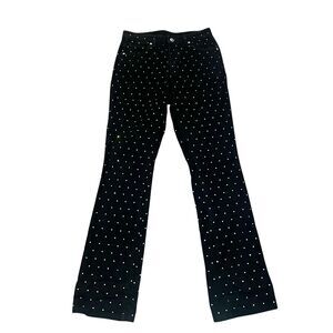 Gianni Bini Rhinestone Jeans Straight Leg Slim Fit Black Festival Party